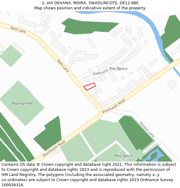 2, VIA DEVANA, MOIRA, SWADLINCOTE, DE12 6BE: Location map and indicative extent of plot