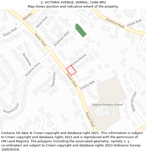 2, VICTORIA AVENUE, WIRRAL, CH60 8PU: Location map and indicative extent of plot