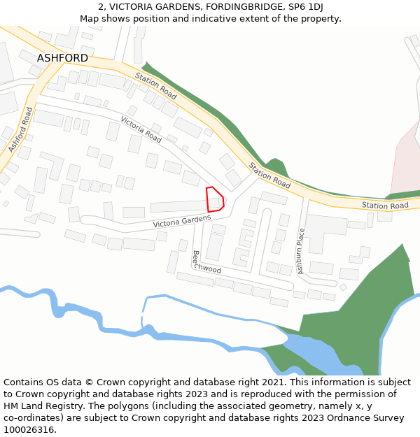 2, VICTORIA GARDENS, FORDINGBRIDGE, SP6 1DJ: Location map and indicative extent of plot