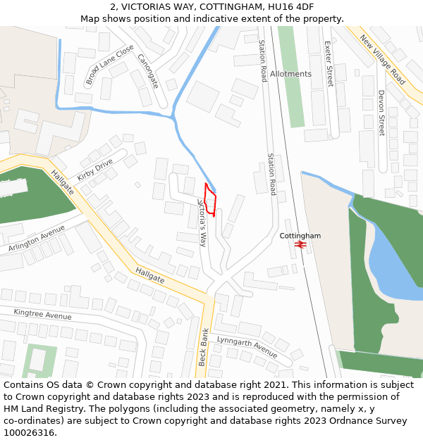 2, VICTORIAS WAY, COTTINGHAM, HU16 4DF: Location map and indicative extent of plot