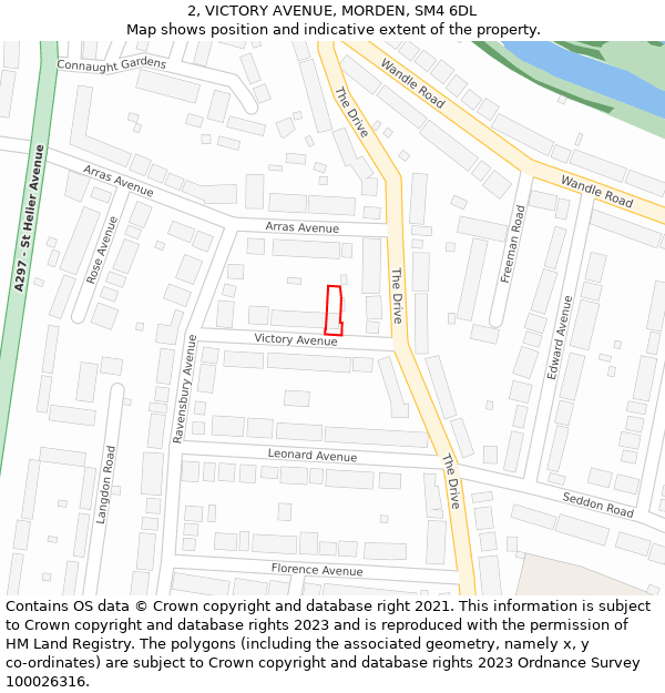 2, VICTORY AVENUE, MORDEN, SM4 6DL: Location map and indicative extent of plot