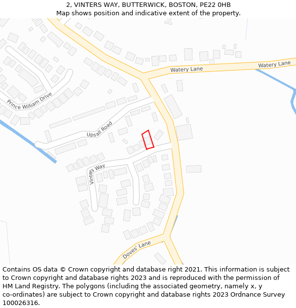 2, VINTERS WAY, BUTTERWICK, BOSTON, PE22 0HB: Location map and indicative extent of plot