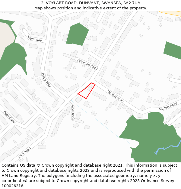 2, VOYLART ROAD, DUNVANT, SWANSEA, SA2 7UA: Location map and indicative extent of plot