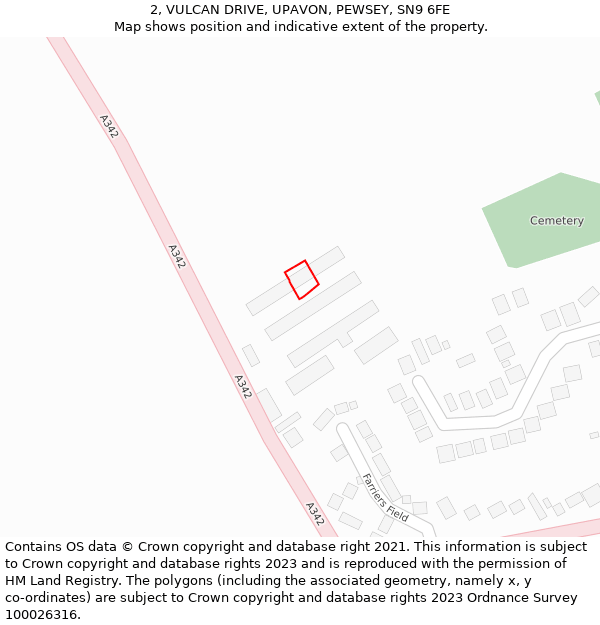 2, VULCAN DRIVE, UPAVON, PEWSEY, SN9 6FE: Location map and indicative extent of plot