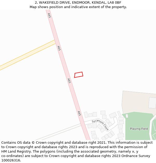 2, WAKEFIELD DRIVE, ENDMOOR, KENDAL, LA8 0BF: Location map and indicative extent of plot