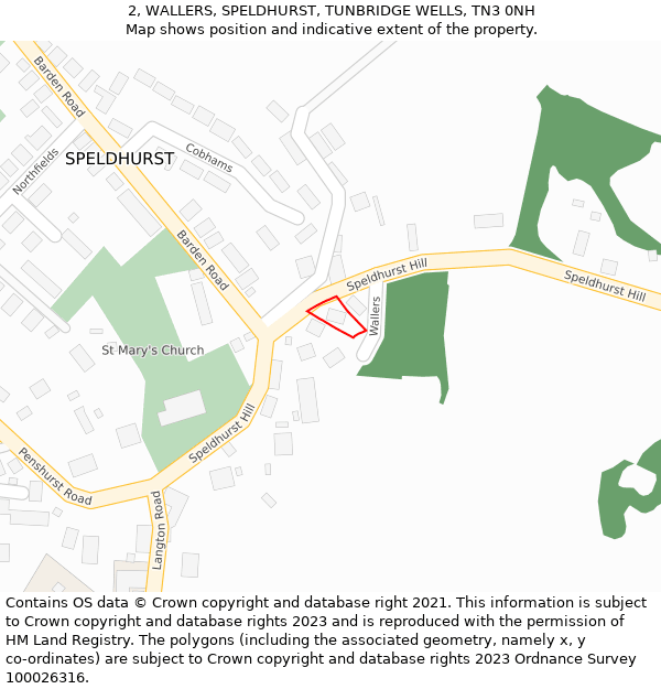 2, WALLERS, SPELDHURST, TUNBRIDGE WELLS, TN3 0NH: Location map and indicative extent of plot