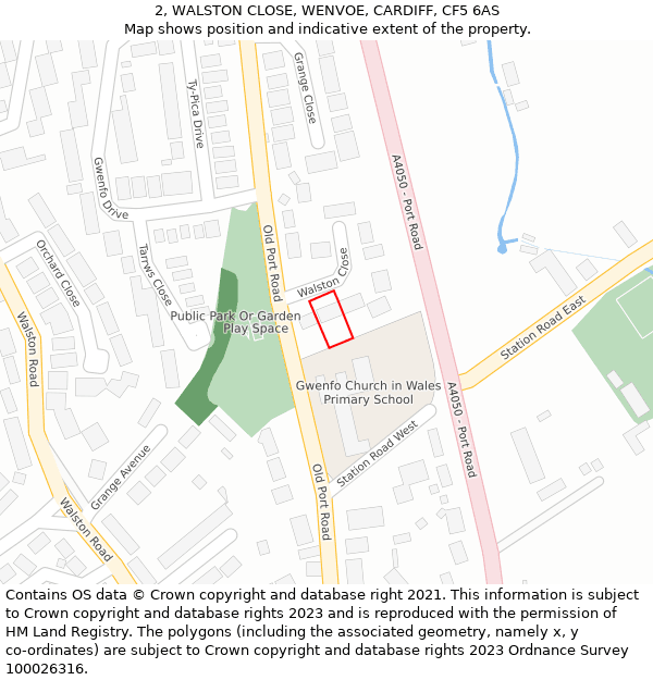 2, WALSTON CLOSE, WENVOE, CARDIFF, CF5 6AS: Location map and indicative extent of plot