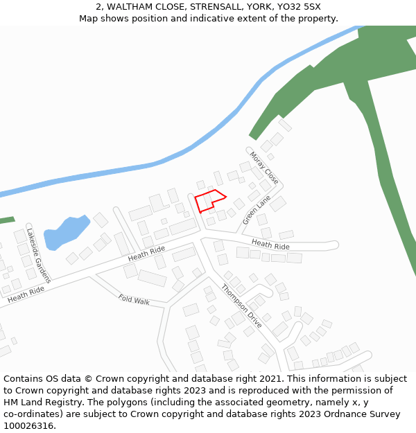 2, WALTHAM CLOSE, STRENSALL, YORK, YO32 5SX: Location map and indicative extent of plot