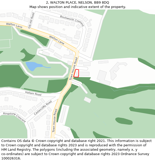 2, WALTON PLACE, NELSON, BB9 8DQ: Location map and indicative extent of plot