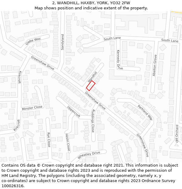 2, WANDHILL, HAXBY, YORK, YO32 2FW: Location map and indicative extent of plot