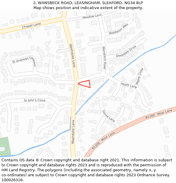 2, WANSBECK ROAD, LEASINGHAM, SLEAFORD, NG34 8LP: Location map and indicative extent of plot