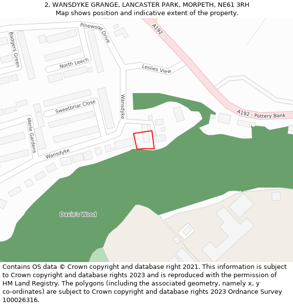 2, WANSDYKE GRANGE, LANCASTER PARK, MORPETH, NE61 3RH: Location map and indicative extent of plot