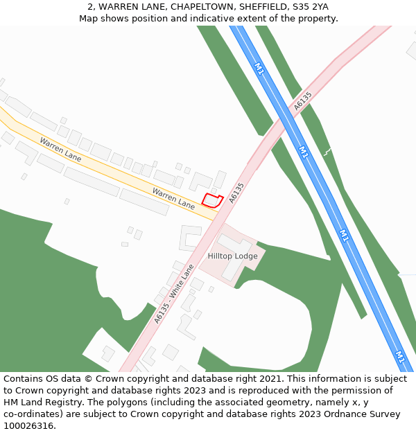 2, WARREN LANE, CHAPELTOWN, SHEFFIELD, S35 2YA: Location map and indicative extent of plot