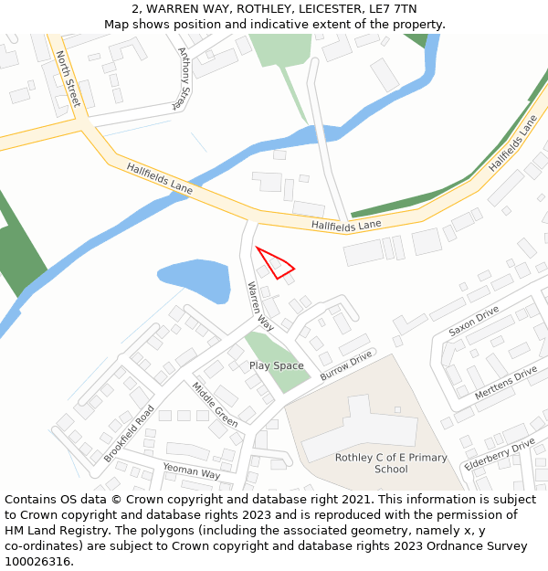 2, WARREN WAY, ROTHLEY, LEICESTER, LE7 7TN: Location map and indicative extent of plot