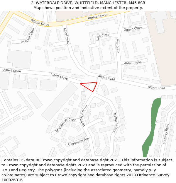 2, WATERDALE DRIVE, WHITEFIELD, MANCHESTER, M45 8SB: Location map and indicative extent of plot