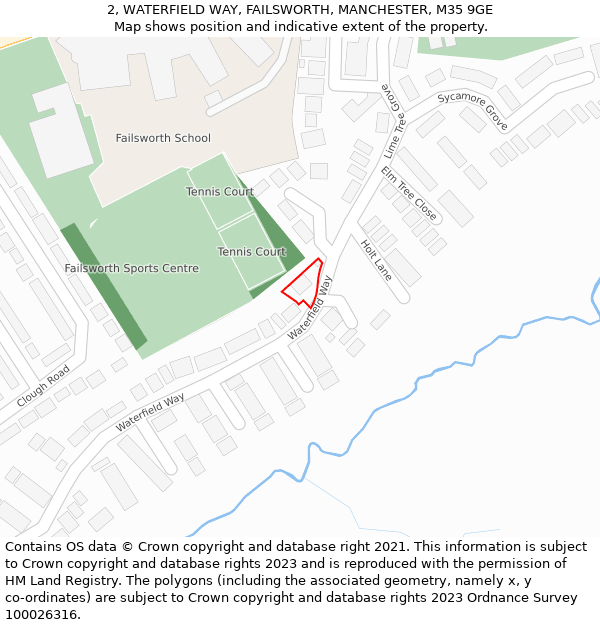 2, WATERFIELD WAY, FAILSWORTH, MANCHESTER, M35 9GE: Location map and indicative extent of plot