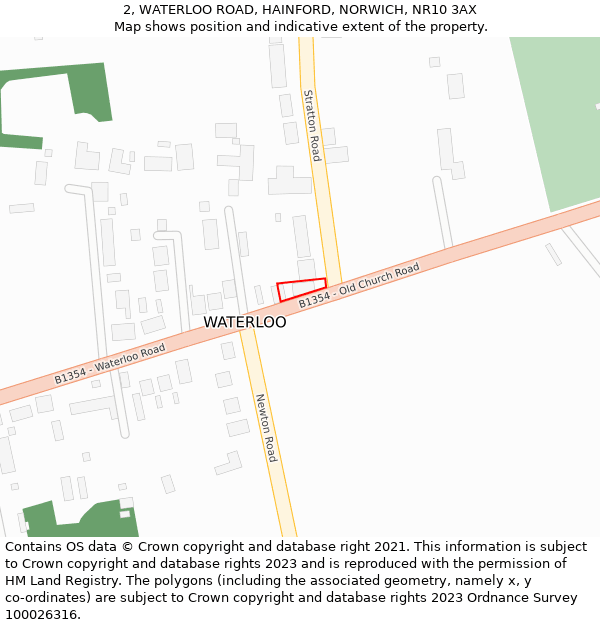 2, WATERLOO ROAD, HAINFORD, NORWICH, NR10 3AX: Location map and indicative extent of plot