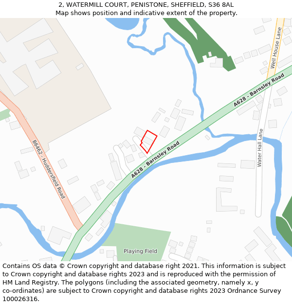 2, WATERMILL COURT, PENISTONE, SHEFFIELD, S36 8AL: Location map and indicative extent of plot