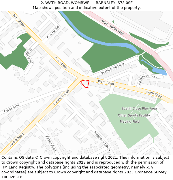 2, WATH ROAD, WOMBWELL, BARNSLEY, S73 0SE: Location map and indicative extent of plot