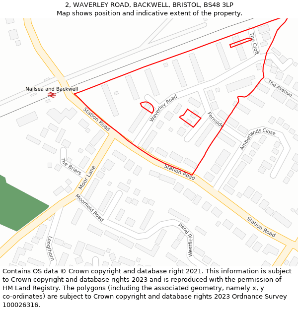 2, WAVERLEY ROAD, BACKWELL, BRISTOL, BS48 3LP: Location map and indicative extent of plot