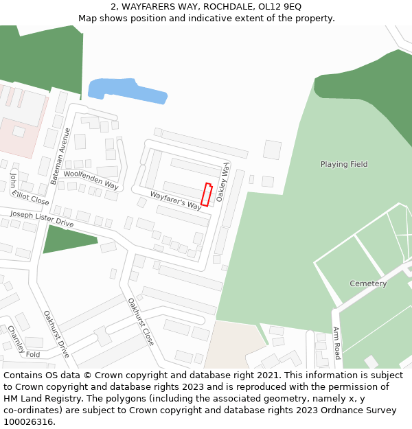 2, WAYFARERS WAY, ROCHDALE, OL12 9EQ: Location map and indicative extent of plot