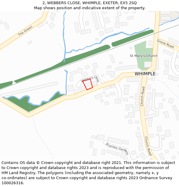 2, WEBBERS CLOSE, WHIMPLE, EXETER, EX5 2SQ: Location map and indicative extent of plot