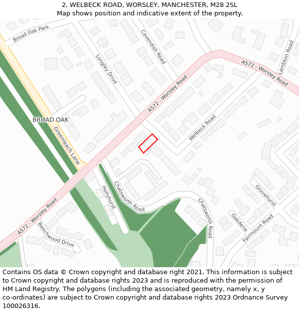 2, WELBECK ROAD, WORSLEY, MANCHESTER, M28 2SL: Location map and indicative extent of plot