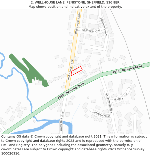 2, WELLHOUSE LANE, PENISTONE, SHEFFIELD, S36 8ER: Location map and indicative extent of plot