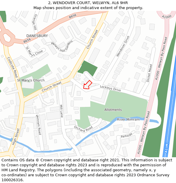 2, WENDOVER COURT, WELWYN, AL6 9HR: Location map and indicative extent of plot