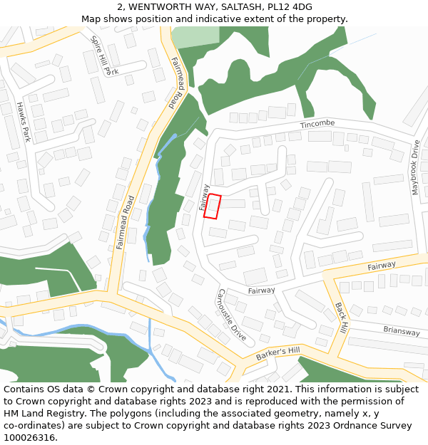 2, WENTWORTH WAY, SALTASH, PL12 4DG: Location map and indicative extent of plot