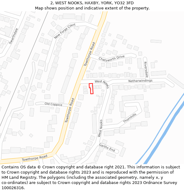 2, WEST NOOKS, HAXBY, YORK, YO32 3FD: Location map and indicative extent of plot