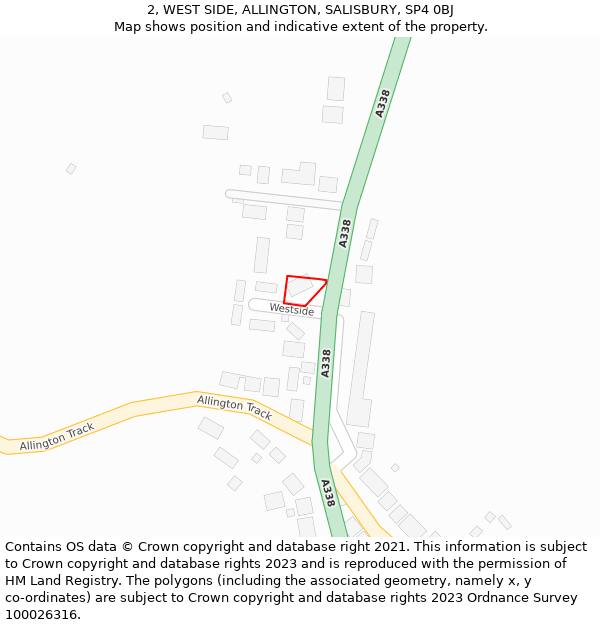 2, WEST SIDE, ALLINGTON, SALISBURY, SP4 0BJ: Location map and indicative extent of plot