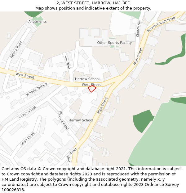 2, WEST STREET, HARROW, HA1 3EF: Location map and indicative extent of plot