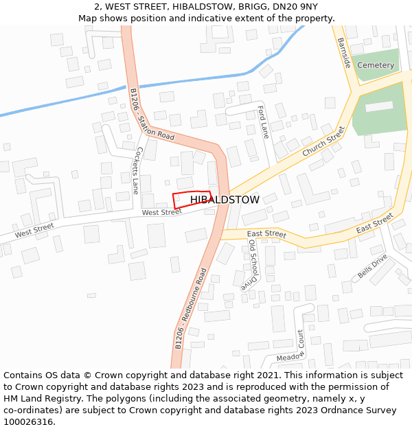 2, WEST STREET, HIBALDSTOW, BRIGG, DN20 9NY: Location map and indicative extent of plot