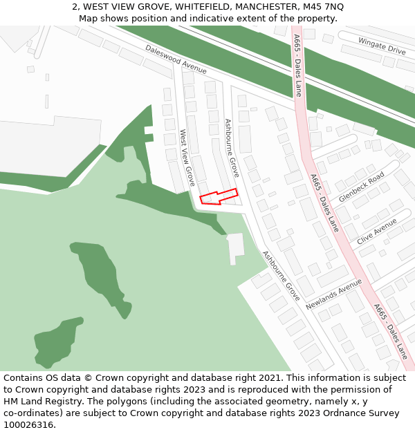 2, WEST VIEW GROVE, WHITEFIELD, MANCHESTER, M45 7NQ: Location map and indicative extent of plot