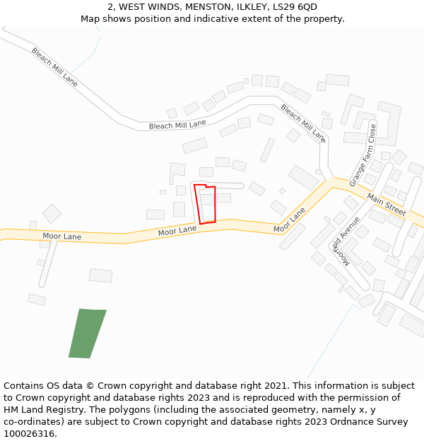 2, WEST WINDS, MENSTON, ILKLEY, LS29 6QD: Location map and indicative extent of plot