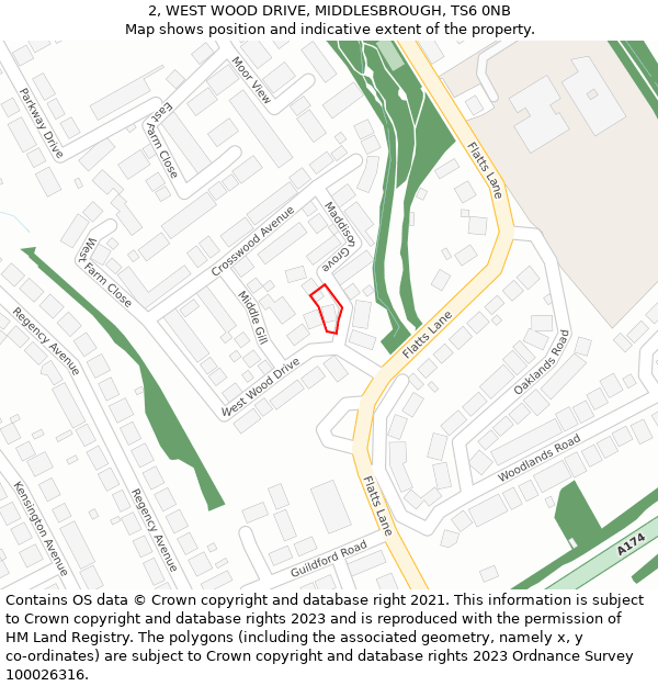 2, WEST WOOD DRIVE, MIDDLESBROUGH, TS6 0NB: Location map and indicative extent of plot