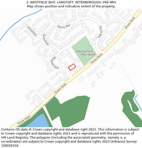 2, WESTFIELD WAY, LANGTOFT, PETERBOROUGH, PE6 9RH: Location map and indicative extent of plot
