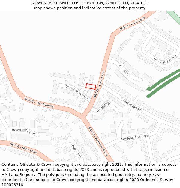 2, WESTMORLAND CLOSE, CROFTON, WAKEFIELD, WF4 1DL: Location map and indicative extent of plot