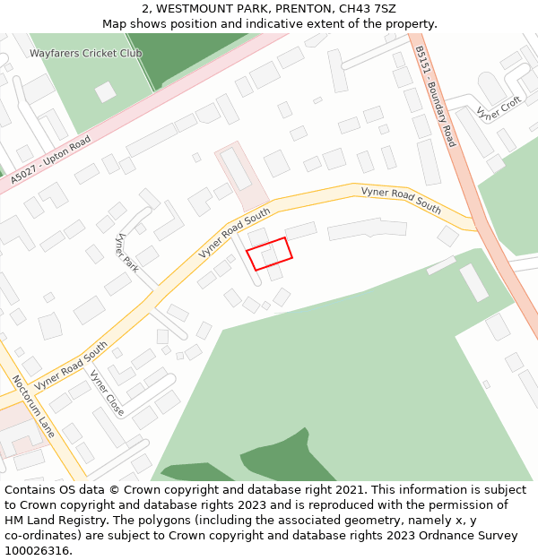 2, WESTMOUNT PARK, PRENTON, CH43 7SZ: Location map and indicative extent of plot