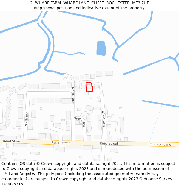 2, WHARF FARM, WHARF LANE, CLIFFE, ROCHESTER, ME3 7UE: Location map and indicative extent of plot