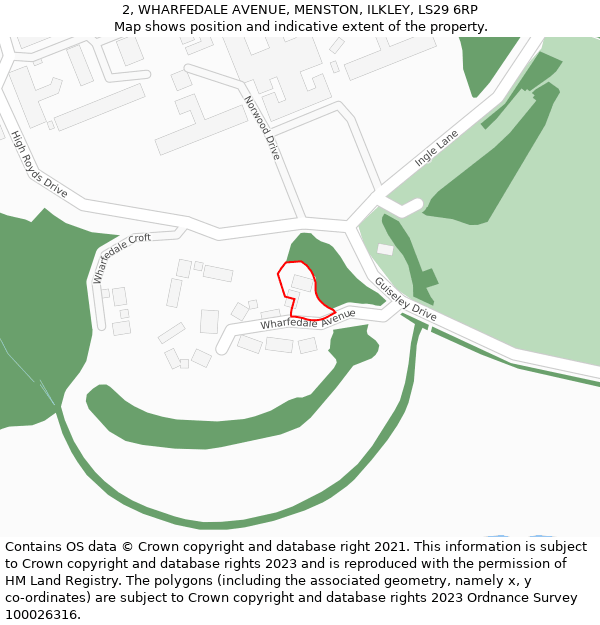 2, WHARFEDALE AVENUE, MENSTON, ILKLEY, LS29 6RP: Location map and indicative extent of plot