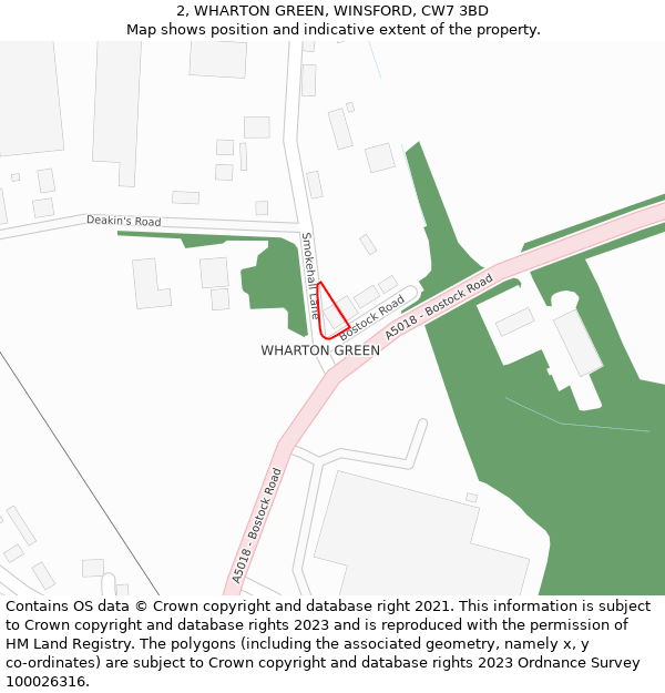 2, WHARTON GREEN, WINSFORD, CW7 3BD: Location map and indicative extent of plot