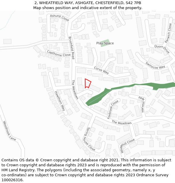 2, WHEATFIELD WAY, ASHGATE, CHESTERFIELD, S42 7PB: Location map and indicative extent of plot