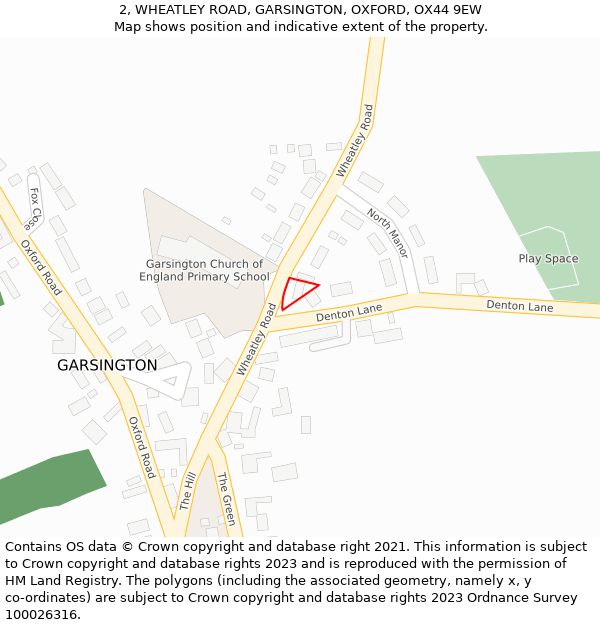 2, WHEATLEY ROAD, GARSINGTON, OXFORD, OX44 9EW: Location map and indicative extent of plot