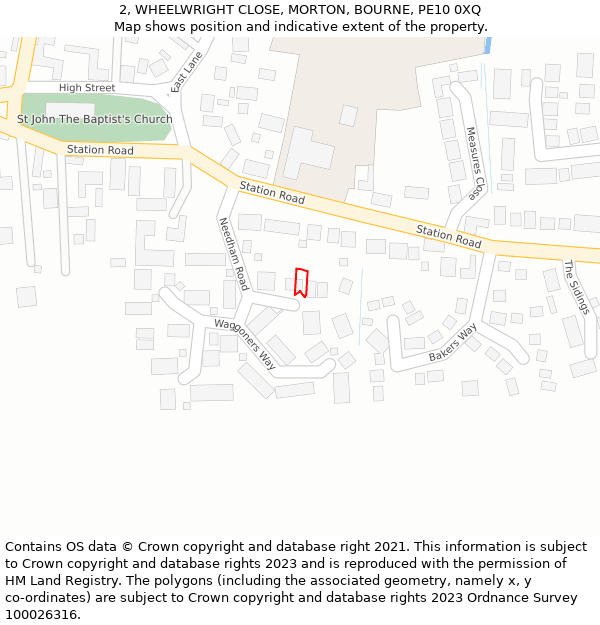 2, WHEELWRIGHT CLOSE, MORTON, BOURNE, PE10 0XQ: Location map and indicative extent of plot