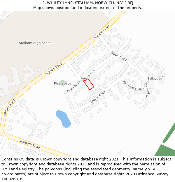 2, WHILEY LANE, STALHAM, NORWICH, NR12 9FJ: Location map and indicative extent of plot