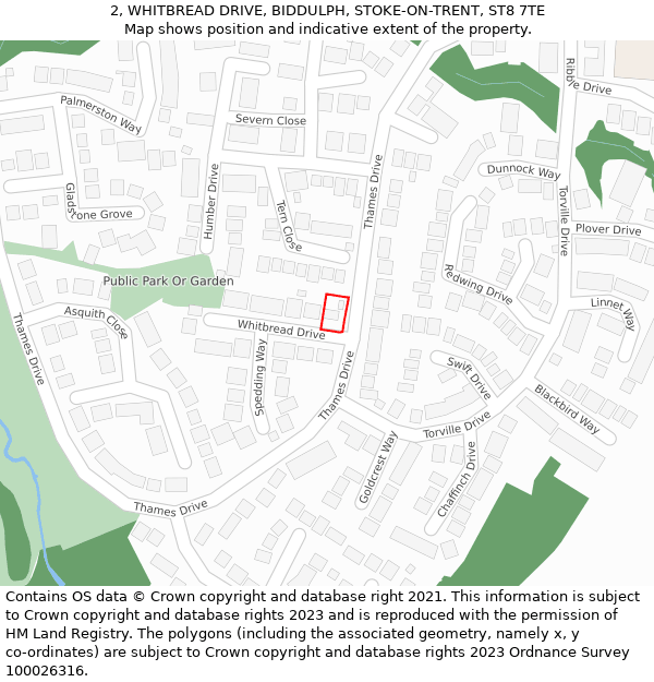 2, WHITBREAD DRIVE, BIDDULPH, STOKE-ON-TRENT, ST8 7TE: Location map and indicative extent of plot