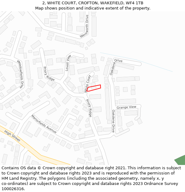 2, WHITE COURT, CROFTON, WAKEFIELD, WF4 1TB: Location map and indicative extent of plot