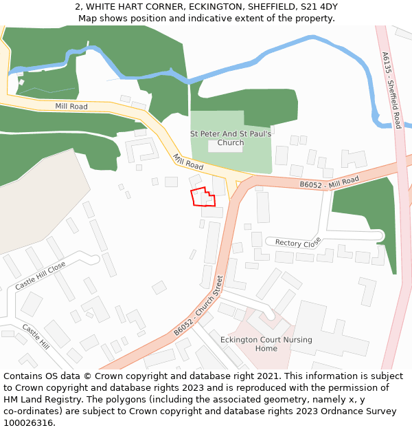 2, WHITE HART CORNER, ECKINGTON, SHEFFIELD, S21 4DY: Location map and indicative extent of plot